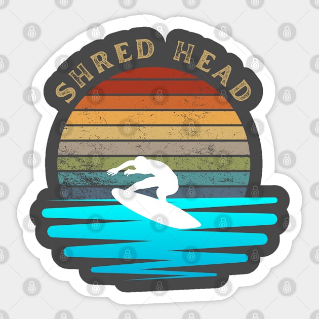 Retro Sunset With Surfer On The Open Waves Sticker by FNRY